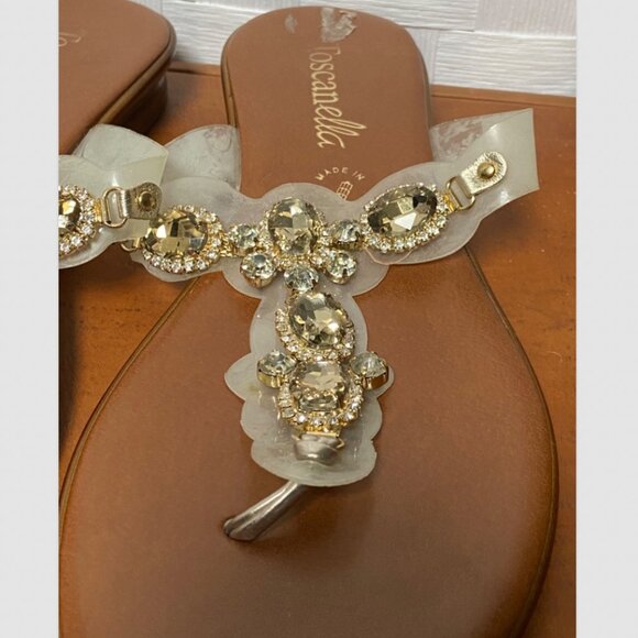 Toscanella Made In Italy Rhinestone Jeweled Open Toe Sandals Size 9.5 - Picture 5 of 6